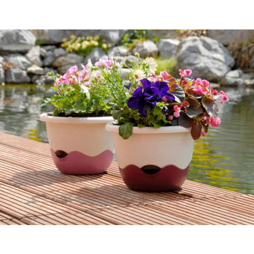 Hanging Flower Pot - BEIGE/WINE (incl. water reservoir)