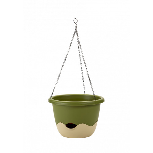 Hanging Flower Pot - GREEN/BEIGE (incl. water reservoir)